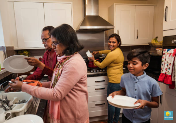 indian kids doing chores